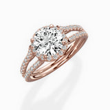 Milgrain Cathedral Halo Engagement Ring