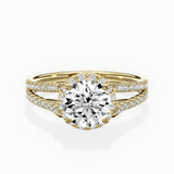 Milgrain Cathedral Halo Engagement Ring
