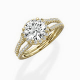 Milgrain Cathedral Halo Engagement Ring