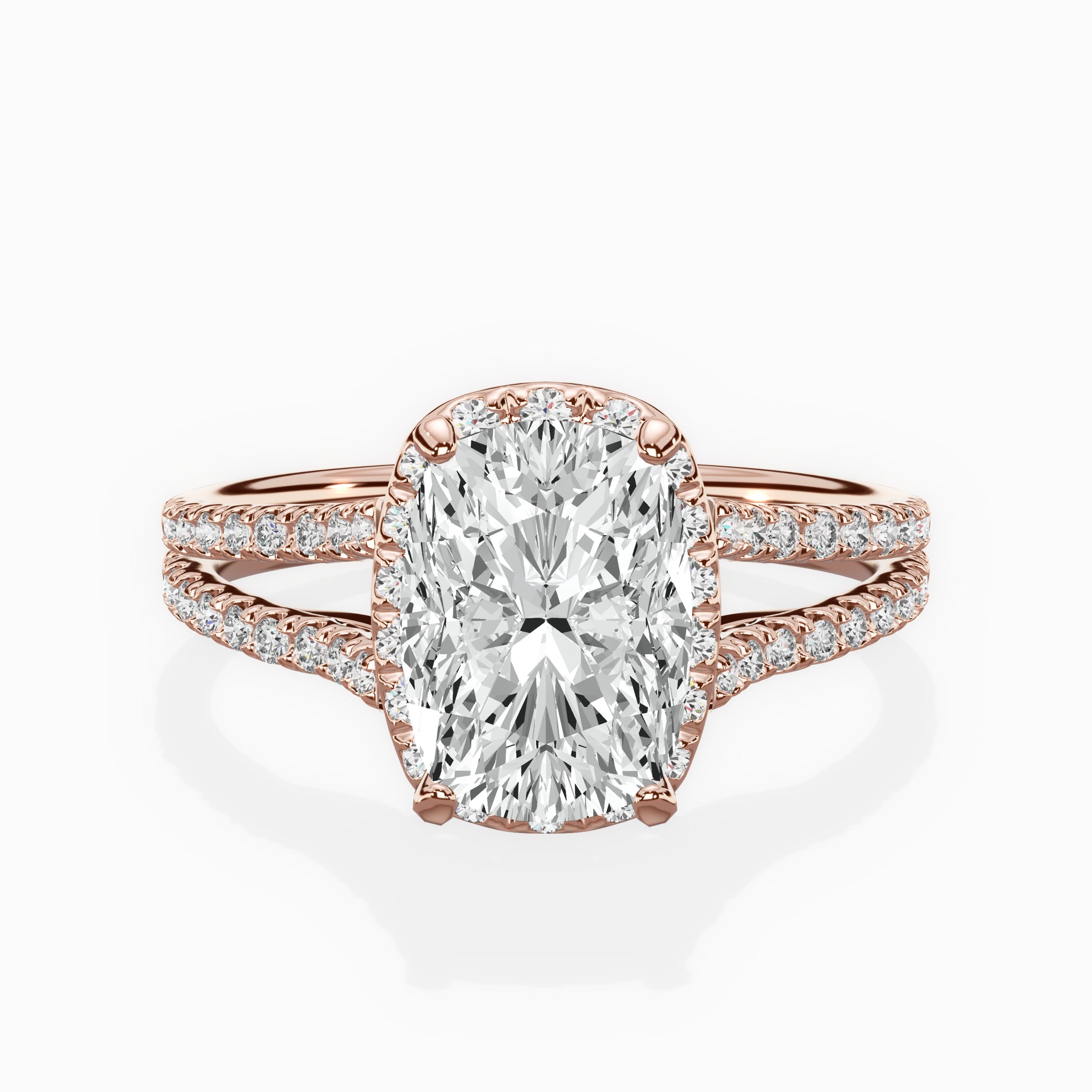 Milgrain Cathedral Halo Engagement Ring