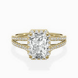 Milgrain Cathedral Halo Engagement Ring