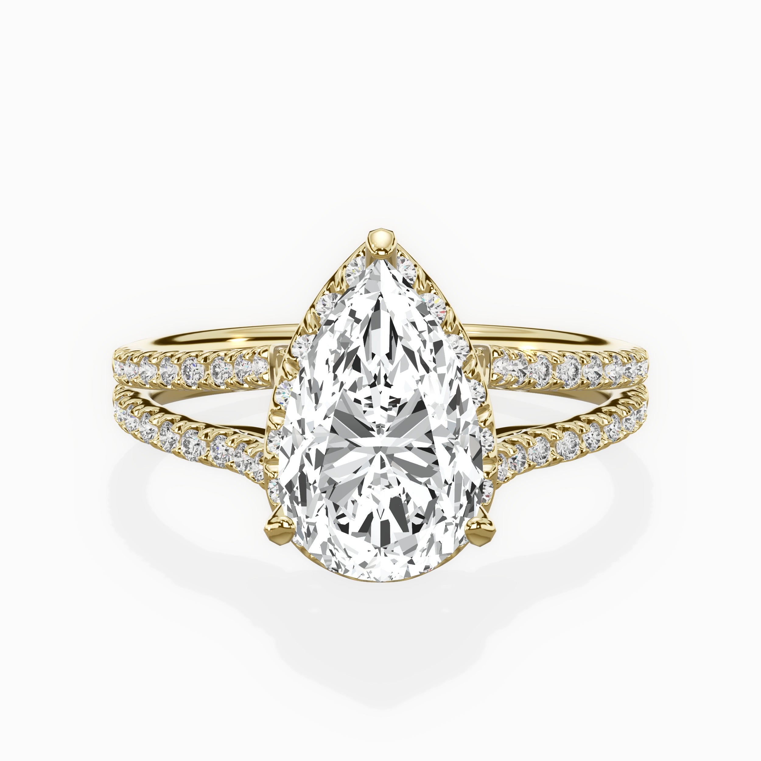 Milgrain Cathedral Halo Engagement Ring