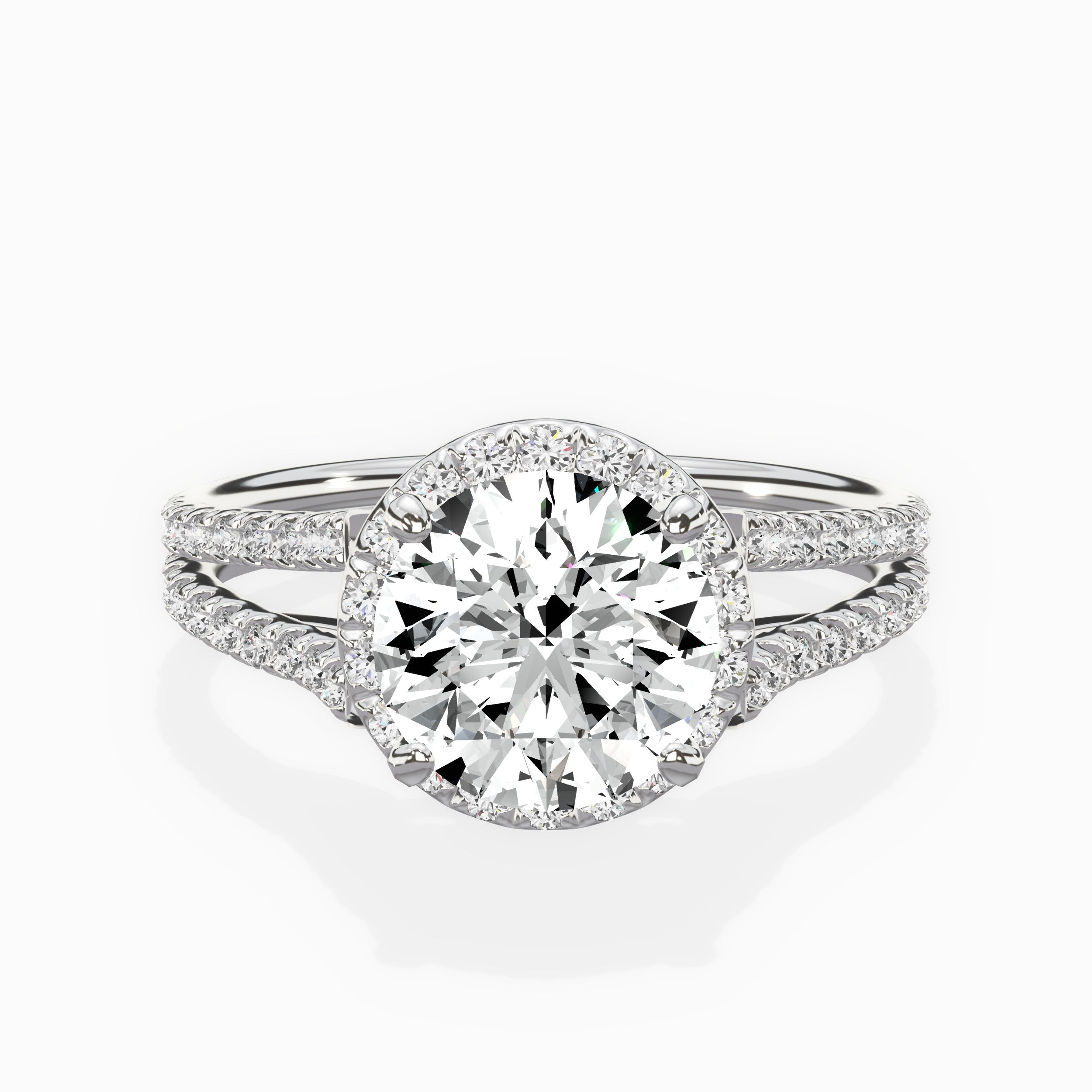 Milgrain Cathedral Halo Engagement Ring