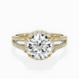 Milgrain Cathedral Halo Engagement Ring