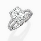 Milgrain Cathedral Halo Engagement Ring