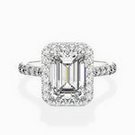 Secret Diamond Halo Emerald Engagement Ring in White Gold