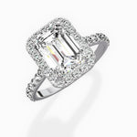 Secret Diamond Halo Emerald Engagement Ring in White Gold