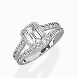 Double Band Halo Engagement Ring