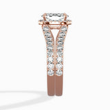 Double Band Halo Engagement Ring