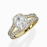 Double Band Halo Engagement Ring