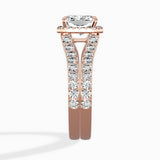 Double Band Halo Engagement Ring