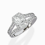 Double Band Halo Engagement Ring