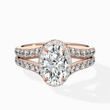 Double Band Halo Engagement Ring