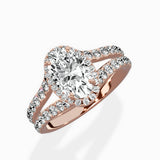 Double Band Halo Engagement Ring
