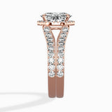 Double Band Halo Engagement Ring