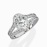Double Band Halo Engagement Ring