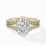 Double Band Halo Engagement Ring