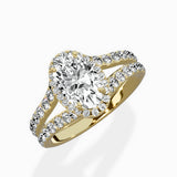 Double Band Halo Engagement Ring