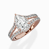 Double Band Halo Engagement Ring