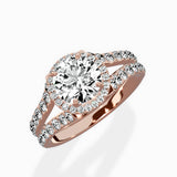 Double Band Halo Engagement Ring