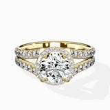Double Band Halo Engagement Ring