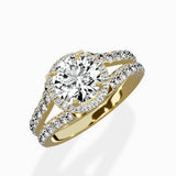 Double Band Halo Engagement Ring