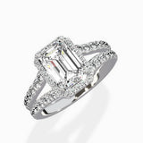Double Band Halo Engagement Ring