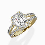 Double Band Halo Engagement Ring