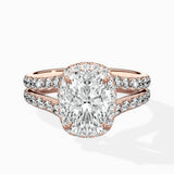 Double Band Halo Engagement Ring