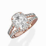 Double Band Halo Engagement Ring