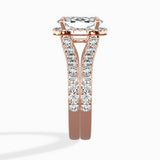 Double Band Halo Engagement Ring