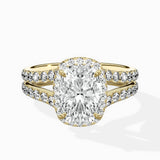 Double Band Halo Engagement Ring