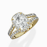 Double Band Halo Engagement Ring