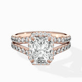 Double Band Halo Engagement Ring