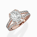 Double Band Halo Engagement Ring