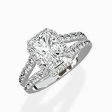 Double Band Halo Engagement Ring