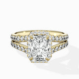 Double Band Halo Engagement Ring