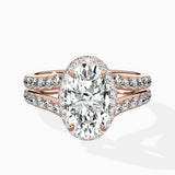 Double Band Halo Engagement Ring