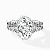 Double Band Halo Engagement Ring