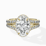 Double Band Halo Engagement Ring