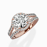 Double Band Halo Engagement Ring