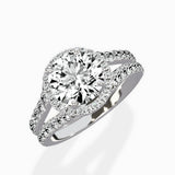 Double Band Halo Engagement Ring