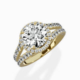 Double Band Halo Engagement Ring