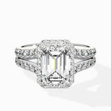 Double Band Halo Engagement Ring