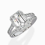 Double Band Halo Engagement Ring