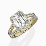 Double Band Halo Engagement Ring