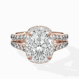 Double Band Halo Engagement Ring