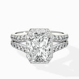 Double Band Halo Engagement Ring