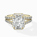 Double Band Halo Engagement Ring