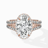 Double Band Halo Engagement Ring